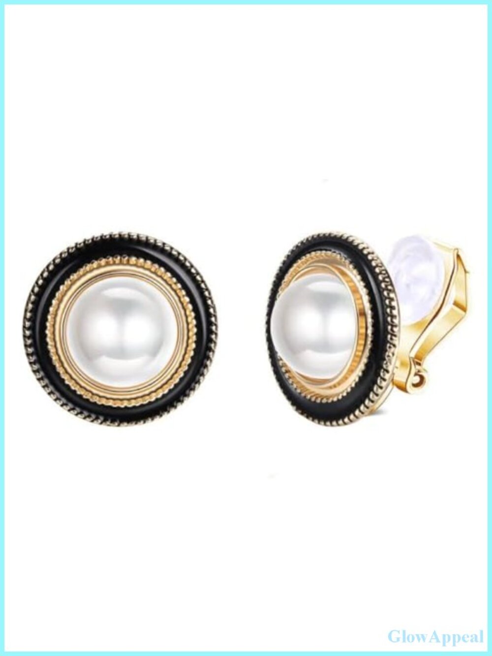 Simulated Pearl Clip On Stud Earrings Non-Piercing